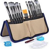 Paint Brush Set, SUEFFI 20 Pieces Acrylic Paint Brushes with Standable Carrying Case, Paint Tray, Palette Knife and Sponge for Acrylic Watercolor Oil Gouache, Artist Paint Brushes for Adults, Kids