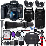 Canon EOS Rebel T7 DSLR with 18-55mm is II Lens Bundle + Canon EF 75-300mm III Lens & 420-800mm Telephoto Zoom Lens + 32GB Memory + Professional Bundle (Renewed)