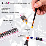 Ironlak 12-Pack Basic Gouache Paint Sets - 12ml Tubes