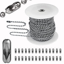 55ft Ball Chain Keychain Dog Tag Chains, 1.5mm Stainless Steel Bead Chain with 100 Pieces Connectors Clasps, Bulk Ball Chains for Jewelry Making Supplies DIY Craft Chain, Small Bead Chain Necklace