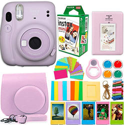 Fujifilm Instax Mini 11 Camera with Fujifilm Instant Mini Film (20 Sheets) Bundle with Deals Number One Accessories Including Carrying Case, Color Filters, Photo Album, Stickers + More (Lilac Purple)