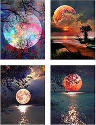 OurSuperDeals 5d Full Drill Diamond Moon Painting Kits for Adult Children Home Wall Decor, 12×16 INCH 4 Sets (A-Pack)