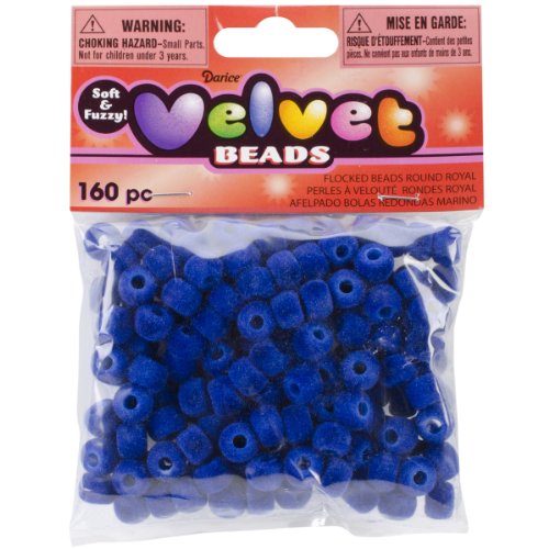 Darice Flocked Pony Beads 6mmx9mm 160/Pkg-Royal