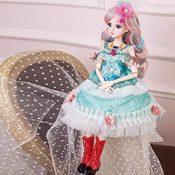 60Cm 23.6 Inch Jointed Ball-Jointed Doll+Face Make UP+Dress+Headdress+Shoes Full Set HMYH