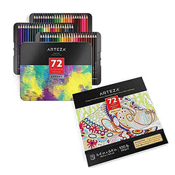Arteza Watercolor Pencils and Coloring Book for Adult Bundle, Drawing Art Supplies for Artist, Hobby Painters & Beginners