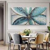MUWU Canvas Paintings, Texture Palette Knife Orchid Flowers Paintings Modern Home Decor Wall Art Painting Colorful 3D Flowers Wood Inside Framed Ready to Hang 24x48inch