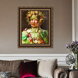INVIN ART Framed Canvas Art Giclee Print Rudolf II of Habsburg as Vertumnus by Giuseppe Arcimboldo Wall Art Living Room Home Office Decorations(Vintage Embossed Gold Frame,28"x40")