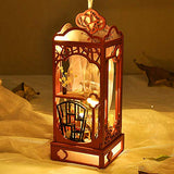 ZQWE Wooden Hanging Miniature Kit Chinese Style Romantic Hanging Lamp DIY Puzzle Toy House Portable Hollow Wooden Lantern House