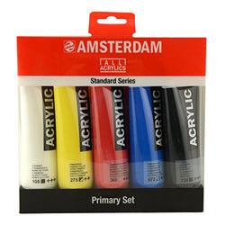 Royal Talens Amsterdam Standard Series Acrylic Color, 120ml Tubes, Set of 5 Primary Colors