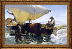 Art Oyster Joaquin Sorolla Y Bastida Return from Fishing - 16.05" x 24.05" Framed Premium Canvas Print
