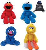 GUND Sesame Street Take Along Set of 4: Elmo, Cookie Monster, Big Bird and Grover with Myriads Drawstring Bag