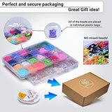 7200 Pcs Polymer Clay Preppy Beads and Full Alphabet Letter Beads in Small Poly Bags for Bracelets Making Kit - 24 Colors 6mm Flat Polymer Clay Heishi Beads with Elastic String - DIY Jewelry