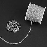 Silver Plated Curb Cable Chain for Jewelry Making, WXJ13 Brand 33FT Unfinished DIY Jewelry Making