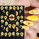 6 Sheets Fall Nail Art Sticker Decals 5D Embossed Sunflower Self-Adhesive Acrylic Nail Art Supplies Maple Leaf Daisy Rose Nail Design Decoration for Women and Girls Nail Accessories