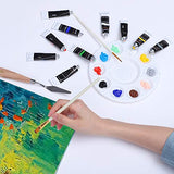 Acrylic Paint Set by DUGATO - 24 Colors + 15 Premium Paint Brushes - Bonus Mixing Knife & 2pcs Sponge - for Painting Canvas Wood Clay Ceramic Fabric Crafts - for Kids Adults Beginners Students Artist