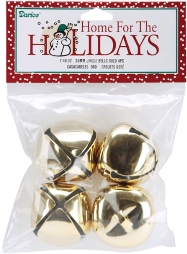 Darice Jingle Bells 1.375" 4/Pkg-Gold