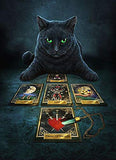 DIY Handwork Store 5D Full Round with AB Drills Diamond Painting Tarot Black Cat by Number DIY Mosaic Cross Stitch Pattern Arts Crafts Handmade Embroidery Painting Wall Decor(13.78''x 17.72'')