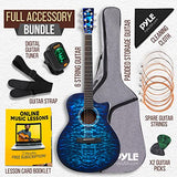 Steel String Acoustic Guitar Full Size Guitar Kit with Complete Accessories, Digital Tuner, Extra Set of String, Blue Ocean Ripple, Great for Beginners, Student Practice, Kids and Adults