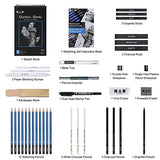 H & B 40Pcs Sketching Pencils Set Drawing Pencil Set - Sketch book,Drawing Pencils,Charcoal Pencils,Graphite Pencil,Roll up leather Carry Pouch for Kid Adults Students Beginners Artists Professional