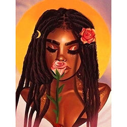 5D Diamond Painting African American, Paint with Diamonds DIY Diamond Art African American Exotic Woman Dirty Braid, Diymood painting by Number Kits Full Drill Rhinestone for Home Wall Decor 12x16inch