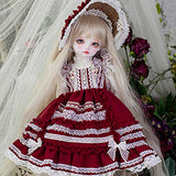 BJD Dolls 1/4 Red Lolita Style SD Doll BJD Giant Baby Doll 18 Inch 14 Ball Jointed Doll DIY Toy with Hair Accessories Full Set Having Different Movable Joints