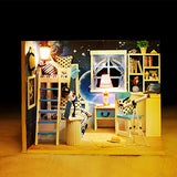 CONTINUELOVE DIY Miniature Doll House Kit - with Furniture, Led Lights and Dust Cover - Modern Wooden Dollhouse Model Kit - The Best Toy Gift for Boys and Girls-Exquisite Toy House(Space Dream)