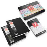 ARTEZA Drawing Bundle, Hardcover Sketch Book 8.5x11" Pack of 2, Fineliner Pens Set of 48 and