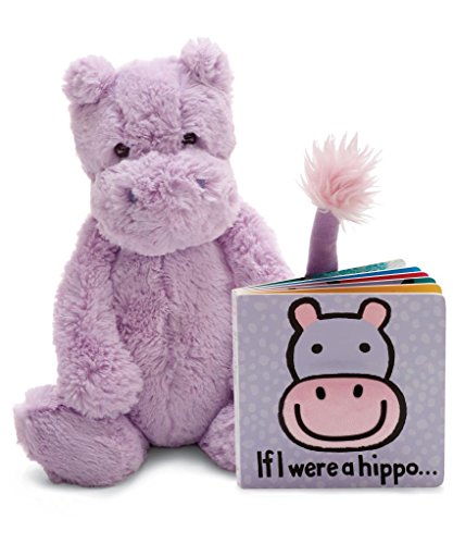 Jellycat Book and Stuffed Animal Gift Set, If I were a Hippo Board Book and Bashful Hippo