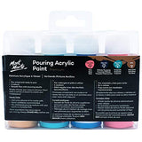 Mont Marte Premium Pouring Acrylic Paint, Flamingo, 4pc Set, 2oz (60ml) Bottles, Pre-Mixed Acrylic Paint, Suitable for a Variety of Surfaces Including Stretched Canvas, Wood, MDF and Air Drying Clay.