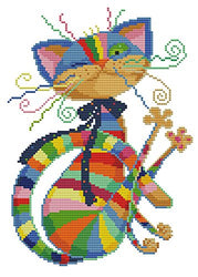 eGoodn Stamped Cross Stitch Kits Printed Pattern - Colorful Cat 11CT Fabric 12.6” x 16.5”,