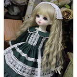 HMANE BJD Dolls Clothes for 1/4 BJD Dolls, Retro Style Dark Green Doll Collar Dress for 1/4 BJD Dolls (No Doll)