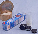 Breakfast set dollhouse miniatures glass milk cookie pack biscuit as Oreo decor accessories dolls toys food Doll Kitchen Dining Room 1:6 scale
