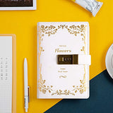 CAGIE Lock Diary Leather Locking Journal Writing Notebook Vintage Lock Planner Agenda Personal Diary White