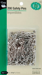 Dritz 200-Piece Safety Pins, Size 1, Nickel Finish