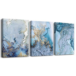 Abstract Canvas Wall Art For Living Room Bedroom Decoration Paintings,Bathroom Wall Decor Blue Abstract Watercolor Pictures Home Decoration Kitchen Posters Artwork,Inspirational Wall Art 3 Piece Set