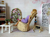 Miniature Rocker Chair 1:6 Scale Handmade Wicker Furniture Hanging 12-inch Doll