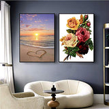 5D Diamond Painting Kits Full Drill DIY Beach Love Diamond Paintings Art Crystal Rhinestone Embroidery Pictures Cross Stitch Arts Craft for Home Wall Decor Gifts (Beach Heart 12X16 inch)
