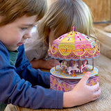 3D Puzzles 8.26" DIY 8-Horse Carousel Music Box for Girls, Puzzles for Kids, STEM Musical Toys, for