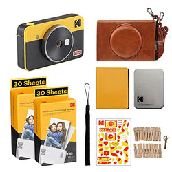 Kodak Mini Shot 2 Retro | Accessory Gift Bundle | Portable Wireless Instant Camera & Photo Printer, Compatible with iOS & Android and Bluetooth Devices, Real Photo (2.1x3.4) 4Pass Technology - Yellow