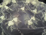 Corsage Lace Embroidered Roses on Mesh Lilac 56 Inch Wide Fabric By the Yard (F.E.®)
