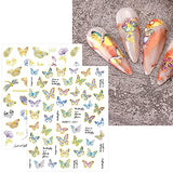 JMEOWIO 10 Sheets Butterfly Nail Art Stickers Decals Self-Adhesive Pegatinas Uñas Shiny Nail Supplies Nail Art Design Decoration Accessories