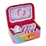 Lucy Locket Magical Unicorn Kids Tin Tea Set & Carry Case (14 Piece Tea Set for Kids)