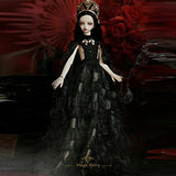 WELLVEUS Black Witch Gift BJD Doll 1/3 SD Girl Female Body Eyes Wig Crown Clothes Face Makeup