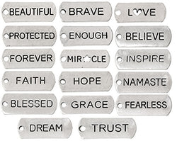 Inspirational Message Charm Pendants, Silver Tone (100 Random Pieces)