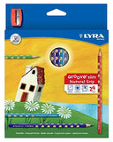 LYRA Groove Slim Child-Grip triangular colored Pencils, 3.3 Millimeter Cores, Includes Sharpener,