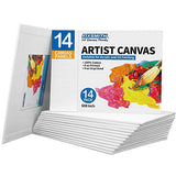 FIXSMITH Canvas Panels 14 Pack - 6 x 8 Inch Painting Canvas Panel Boards - 100% Cotton Primed Canvases - Super Value Pack - Artist Canvas Board for Acrylic, Oil & Tempera Painting