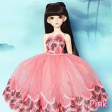 BJD Cothes 1/4 Chinese Style Dress Peacock Wind Elegant and NobleA for Minifee Fairyland Girl Body YF4-140 Doll Accessories Pink 4 Fairyland Body