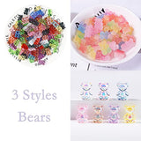 120Pcs 3D Sugar Gummy Bear Nail Art Charms, Acrylic Candy Gummy 3D Bear Nail Charms, Colorful Clear 3D Cute Resin Bear Pendants Charm for Nail Art Designs Manicure DIY Crafts Accessories