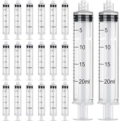 20 Pack Plastic Syringe Luer Lock with Measurement, No Needle (20 ML)