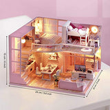 GuDoQi DIY Dollhouse Kit, Dollhouse Miniature with Furnitures, Tiny House Kit Plus Music Movement, DIY Miniature Kits to Build, Great Handmade Crafts Gift Idea, Dream Angels